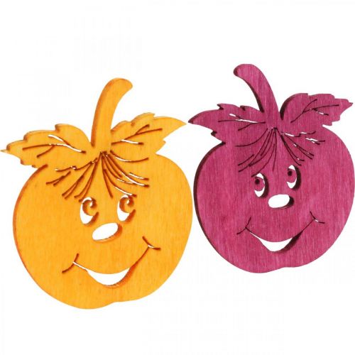 Article Décoration à disperser pomme qui rit, automne, décoration de table, pomme sauvage orange, jaune, vert, rose H3,5 cm L4 cm 72 pcs