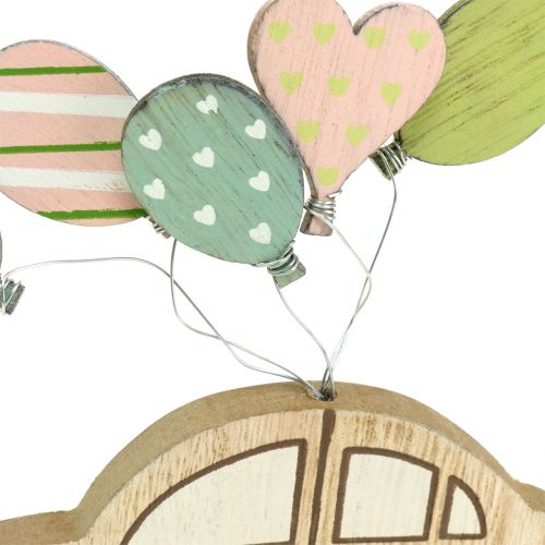 Floristik24 Voiture en bois avec ballons 17cm x 15cm 2pcs