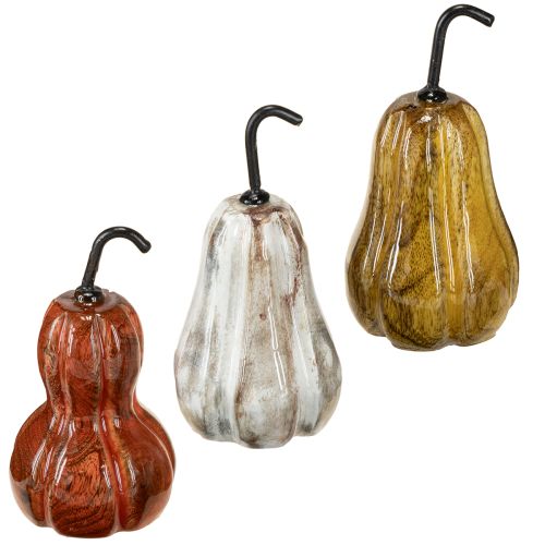 Floristik24 Poire en bois poire décoration en bois automne rouge jaune blanc 12×6cm 3 pièces