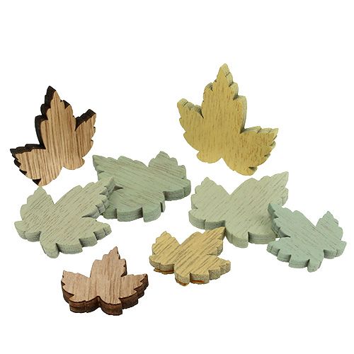 Floristik24 Feuilles en bois feuilles d'érable mélange pastel 3cm - 4,5cm 24 pcs
