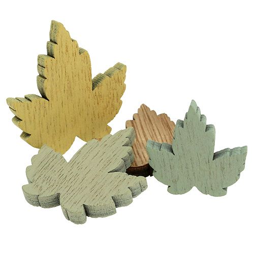 Floristik24 Feuilles en bois feuilles d'érable mélange pastel 3cm - 4,5cm 24 pcs