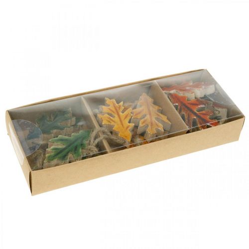 Article Feuilles décoratives en bois pour accrocher une décoration d&#39;automne colorée 6,5 × 4 cm 12 pcs