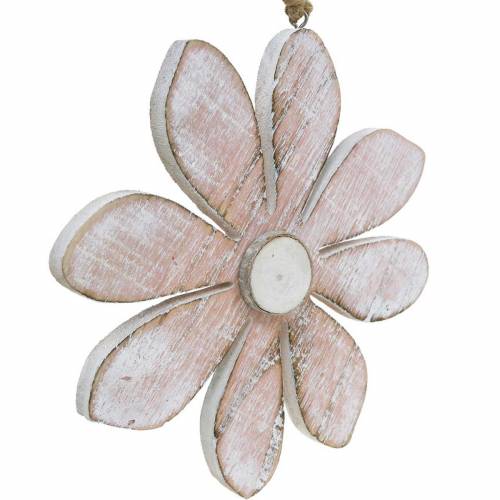 Floristik24 Fleurs décoratives pastel, fleurs d&#39;été, fleurs en bois, décorations florales à suspendre Ø12,5cm 3pcs
