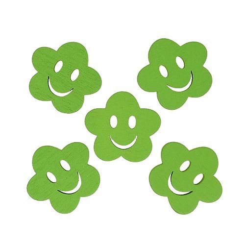 Floristik24 Fleur en bois avec visage vert 2,5 cm 48 pcs