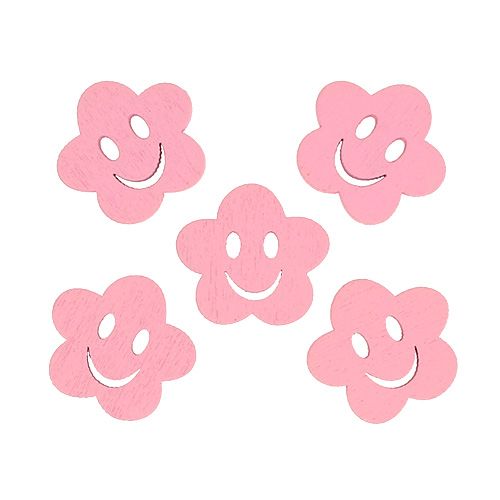 Floristik24 Fleur en bois avec visage rose 2,5 cm 48 pcs