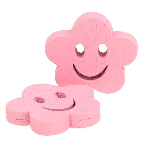 Floristik24 Fleur en bois avec visage rose 2,5 cm 48 pcs