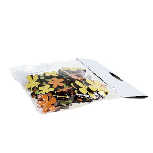 Floristik24 Fleur en bois 2-3,5cm orange, vert, jaune 36pcs