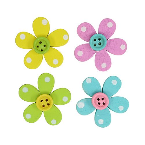 Floristik24 Fleur en bois à parsemer assortiment de couleurs 3 cm 24 p.