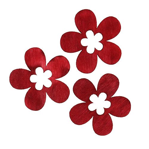 Floristik24 Fleurs en bois rouge 4cm 72 pcs