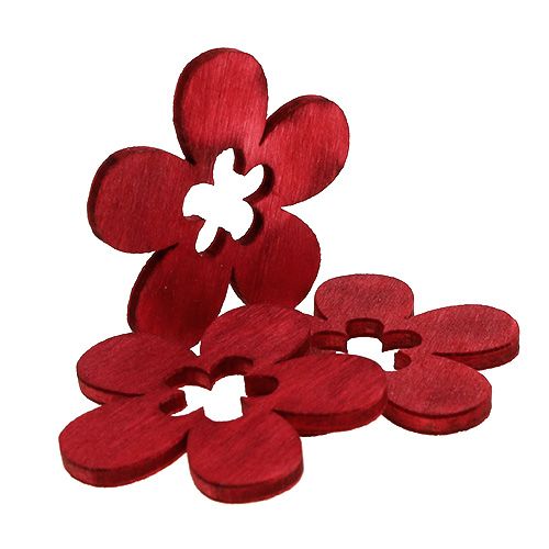 Floristik24 Fleurs en bois rouge 4cm 72 pcs