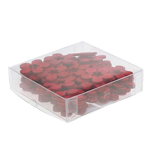 Floristik24 Fleurs en bois rouge 4cm 72 pcs
