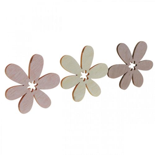 Floristik24 Fleurs en bois décoration fleurs dispersées bois beige/jaune/rose Ø4cm 72 pcs