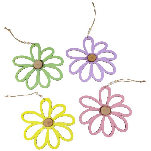 Article Fleurs en bois pendentif en bois fleurs décoration en bois Ø16cm 4pcs