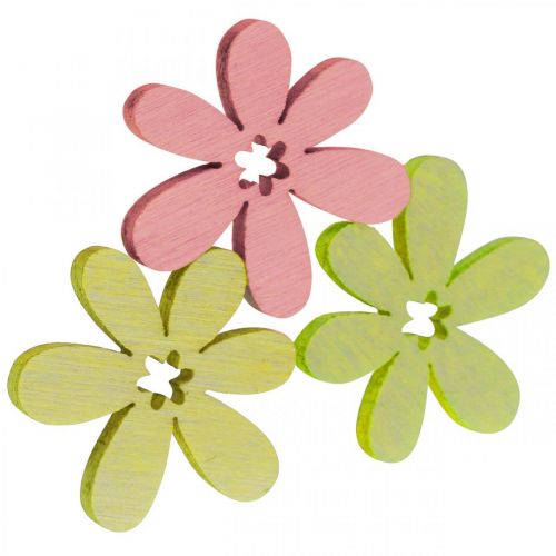 Fleurs en bois à disperser Décoration Fleurs Bois Jaune/Rose/Vert Ø2cm 144 Pcs