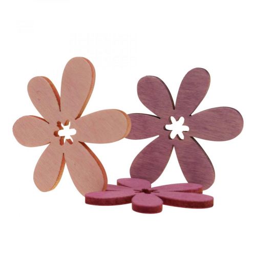 Article Fleurs en bois parsemer décoration fleurs bois violet/violet/rose Ø2cm 144p
