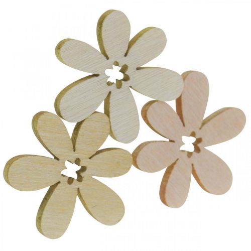 Fleurs en bois fleurs de décoration dispersées bois orange/rose/blanc 2cm 144 pcs