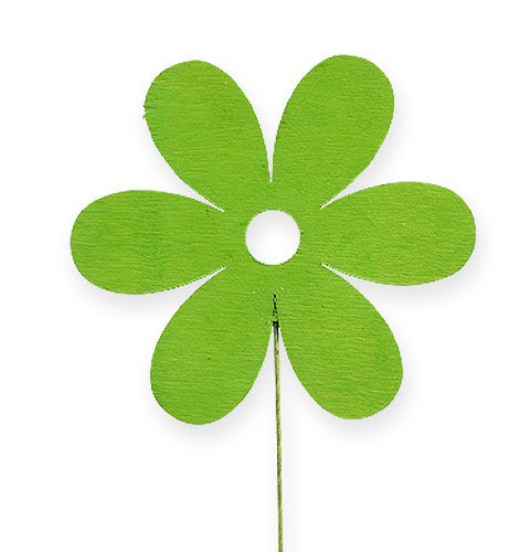 Floristik24 Fleur en bois sur le fil 8cm genre 3 couleurs. 12st