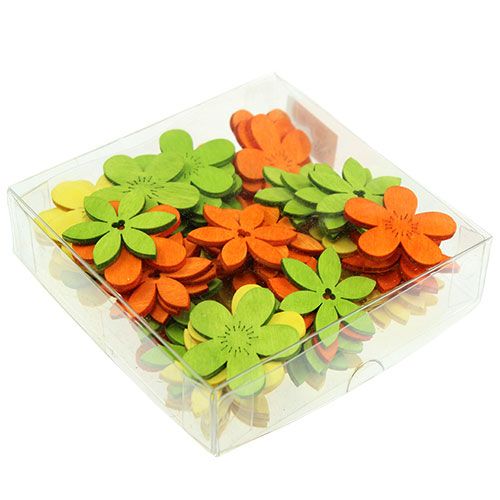 Floristik24 Fleurs en bois 4cm colorées asst. 72 pièces