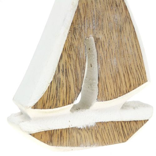 Floristik24 Bateau déco en bois de manguier, blanc, 10,5cm x 8,5cm