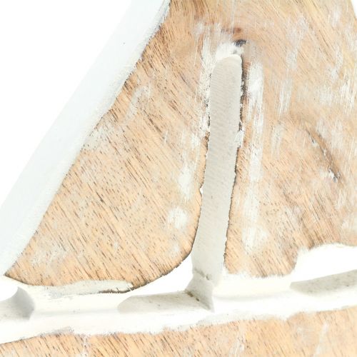 Floristik24 Bateau déco en bois de manguier, naturel, blanc 21cm x 18cm
