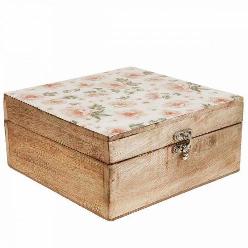 Floristik24 Boîte en bois avec couvercle boîte à bijoux boîte en bois 20×20×9.5cm