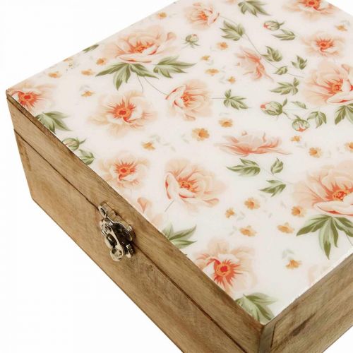 Floristik24 Boîte en bois avec couvercle boîte à bijoux boîte en bois 20×20×9.5cm