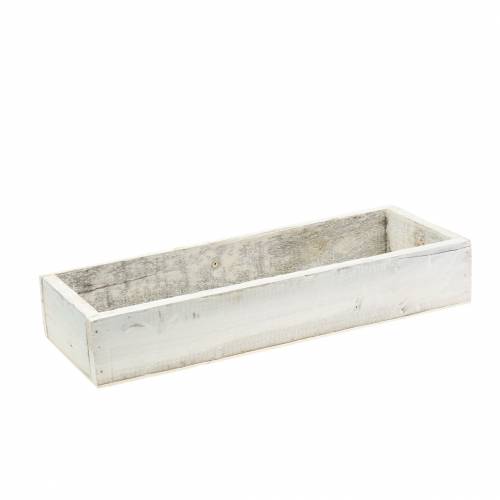 Floristik24 Plateau en bois Shabby Chic rectangulaire blanc 37,5 cm x 14,5 cm H6,3 cm
