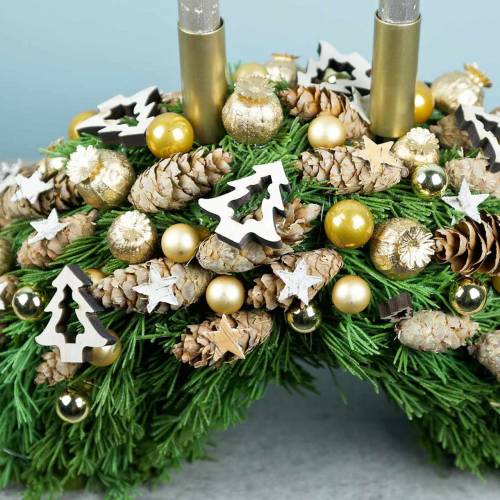 Article Décoration bois sapin de Noël nature 2cm - 8cm 32pcs