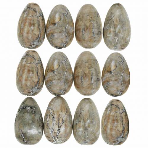 Floristik24 Oeuf de poule déco, oeufs de Pâques en bois de manguier naturel 12 pièces