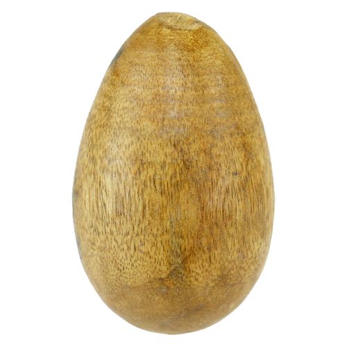 Article Oeufs en bois de manguier en filet de jute décoration de Pâques naturel 7-8cm 6 pcs