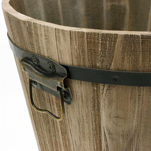 Floristik24 Jardinière en bois ronde avec anses Cache-pot vintage Ø40cm