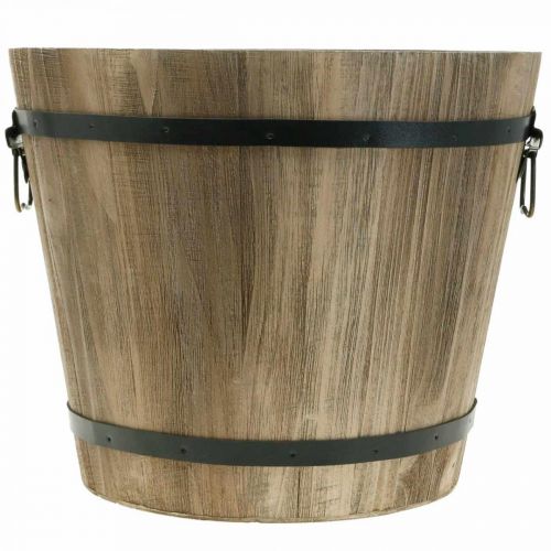 Floristik24 Jardinière en bois ronde avec anses Cache-pot vintage Ø40cm