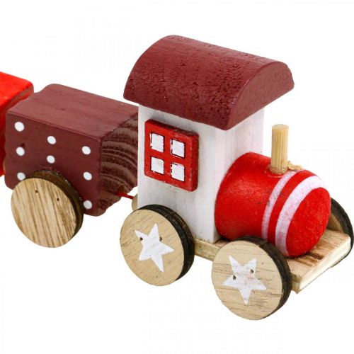 Train en bois déco Train de Noël rouge L20cm H6cm 2pcs-06228