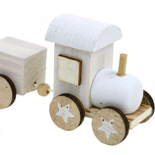 Article Train en bois déco Train de Noël blanc L20cm H6cm 2pcs