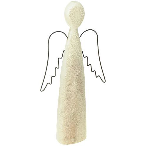Ange en bois naturel ange gardien figurine en bois moderne H27,5cm