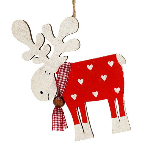 Floristik24 Figure en bois élan à suspendre 11cm sort.12St
