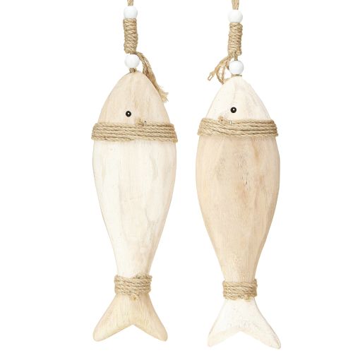 Décoration de poisson en bois pendentif maritime Bois de paulownia 27cm 2pcs