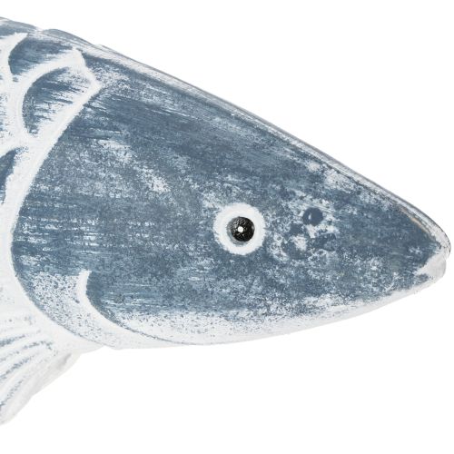 Poisson en bois bleu et blanc, décoration de poisson, apprêt de bois, 35 cm, 1 pièce | Floristik24.be