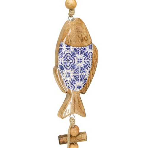 Article Poisson à suspendre avec cloche Bois de manguier H46cm
