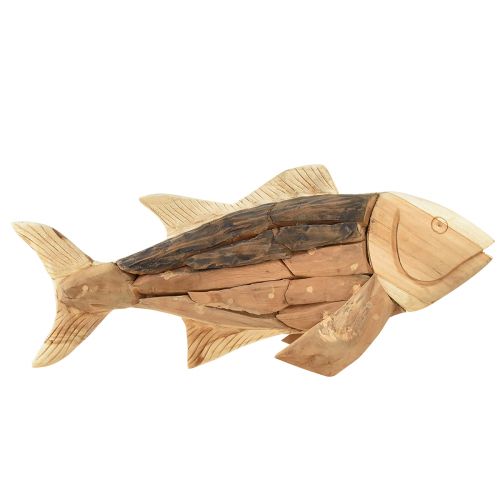 Floristik24 Poisson en bois teck décoration de table poisson décoration bois 63cm