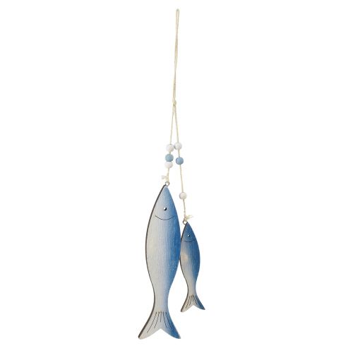 Cintres décoratifs poissons en bois poisson bleu blanc 11,5/20cm lot de 2