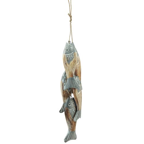 Article Cintre poisson en bois gris argenté avec 5 poissons bois 15cm