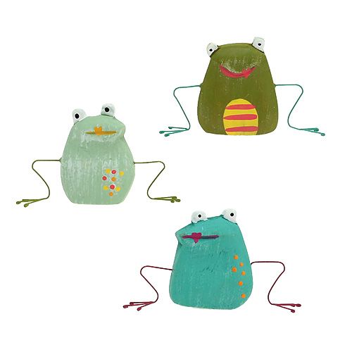 Grenouille en bois 9.5cm vert 6pcs