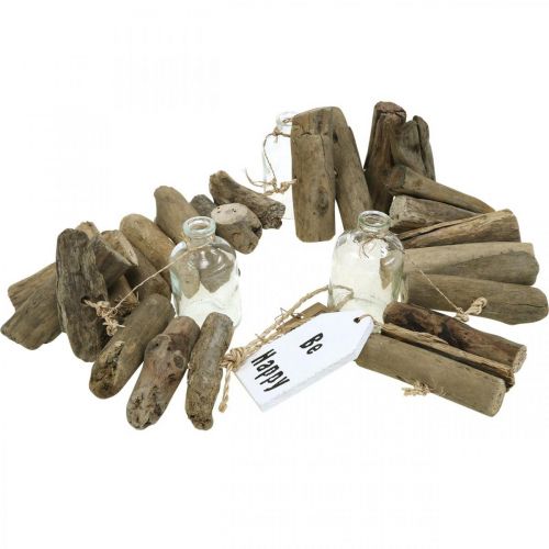 Floristik24 Déco guirlande bois flotté avec verres décoration murale maritime 70cm