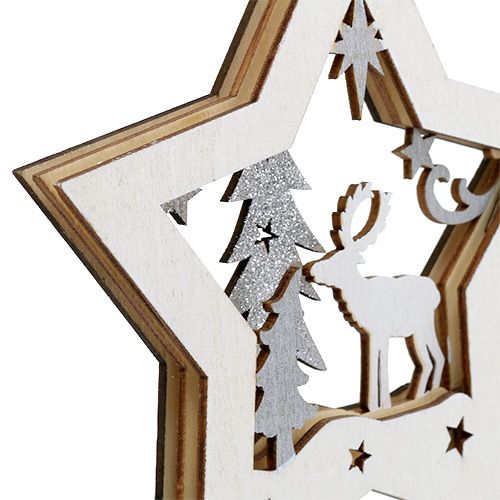 Floristik24 Etoile en bois avec motif suspendu 15cm 3pcs