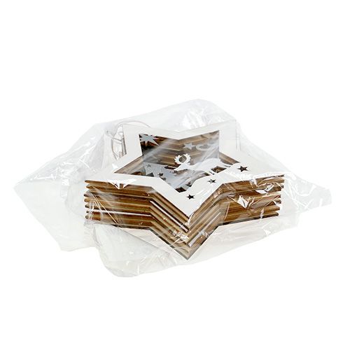 Floristik24 Etoile en bois avec motif suspendu 15cm 3pcs