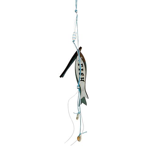 Floristik24 Suspension en bois poisson bleu 36 cm 4 p.