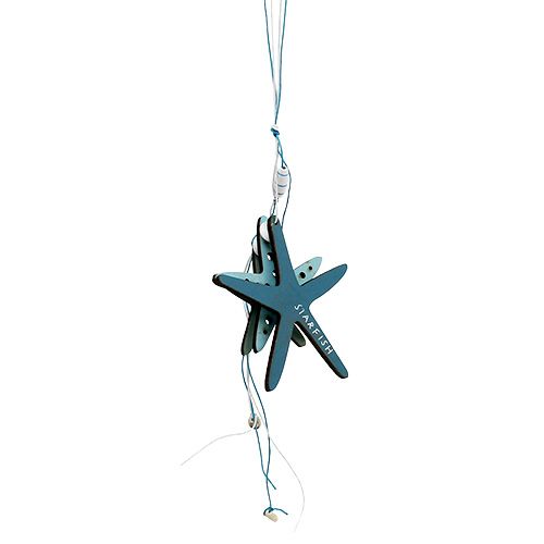 Floristik24 Cintre en bois étoile de mer bleu 36cm 4pcs