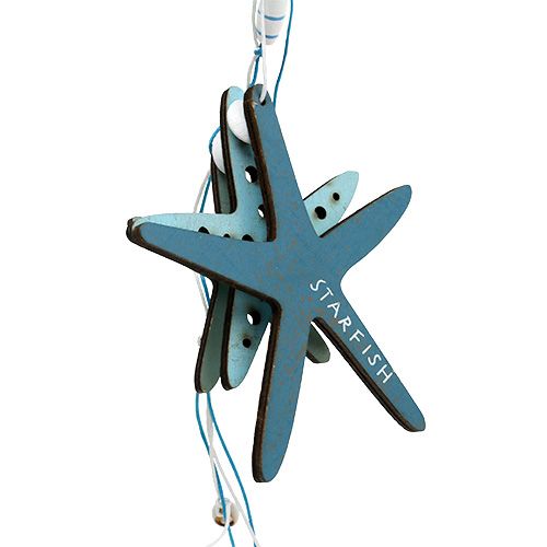 Floristik24 Cintre en bois étoile de mer bleu 36cm 4pcs