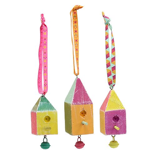Cintre en bois maison d'oiseau 7x3x3cm coloré 6pcs | Floristik24.be